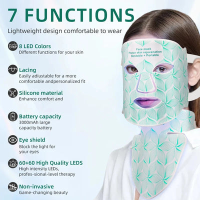 Facial LED Mask with Red Light Near Infrared Therapy Beauty Mask