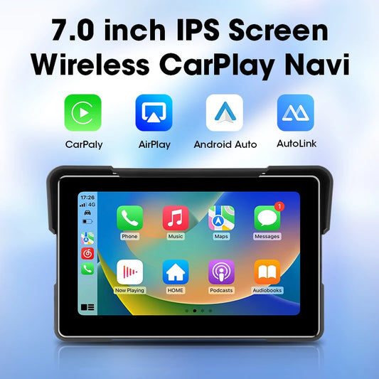 Wireless Motorcycle CarPlay GPS Display | Waterproof Smart Touchscreen with Android Auto & DVR Option